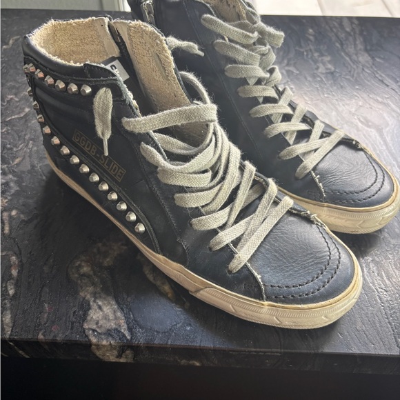 Black Leather Studded Goldens - Picture 7 of 7